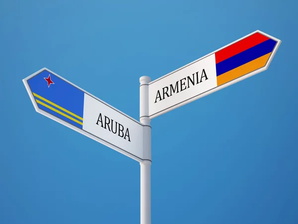 Armenien Aruba tecken flaggor koncept — Stockfoto