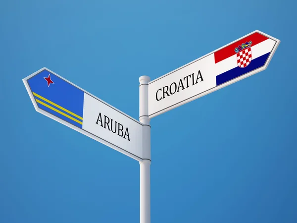 Croatia  Aruba Sign Flags Concept — Stock Photo, Image