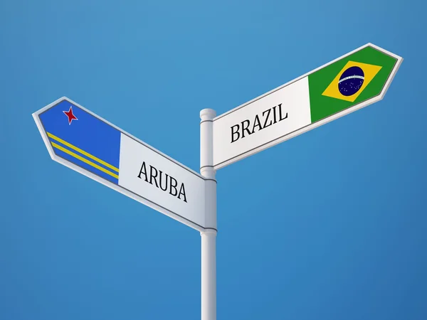 Brezilya Aruba işaret bayrakları kavramı — Stok fotoğraf