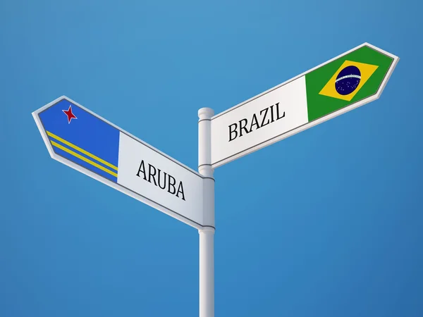 Brasil Aruba Sign Concepto de banderas —  Fotos de Stock