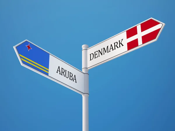 Denemarken Aruba teken vlaggen Concept — Stockfoto