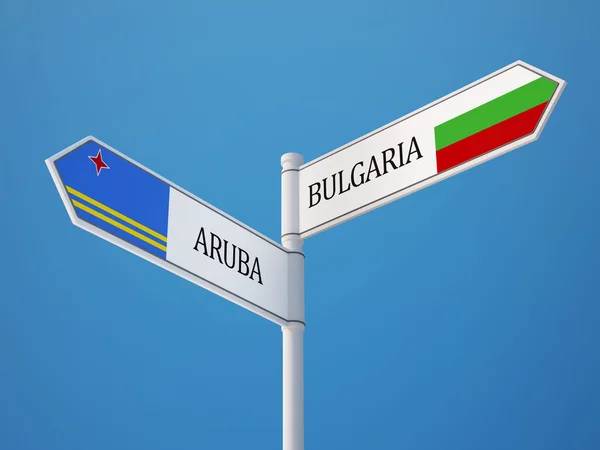 Bulgaria Aruba  Sign Flags Concept — Stock Photo, Image