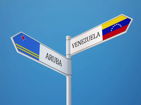 Venezuela Aruba Sign Flags Concept — Stock Photo, Image