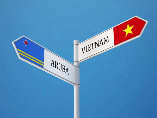 Vietnam Aruba teken vlaggen Concept — Stockfoto