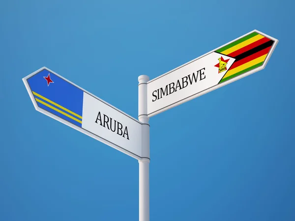 Zimbabwe Aruba segno bandiere concetto — Foto Stock