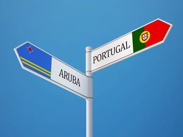 Portugal Aruba tecken flaggor koncept — Stockfoto