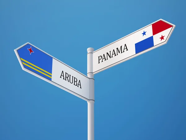 Panama Aruba işaret bayrakları kavramı — Stok fotoğraf