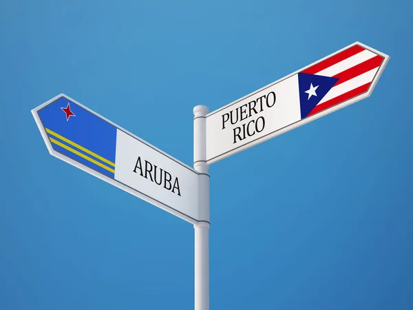 Porto Rico Aruba segno bandiere concetto — Foto Stock