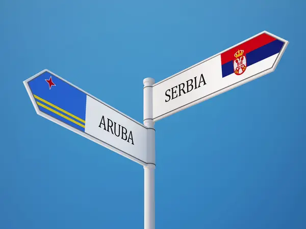 Serbie Aruba Sign Flags Concept — Photo