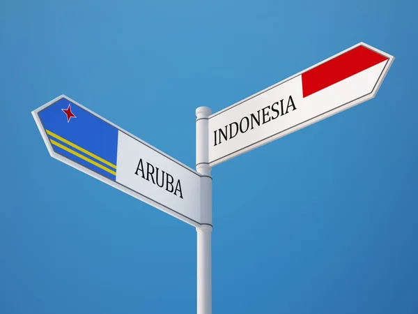 Indonesia Aruba  Sign Flags Concept — Stock Photo, Image