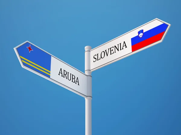 Slovenien Aruba tecken flaggor koncept — Stockfoto