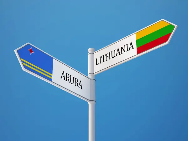 Lituania Aruba Sign Concepto de banderas — Foto de Stock