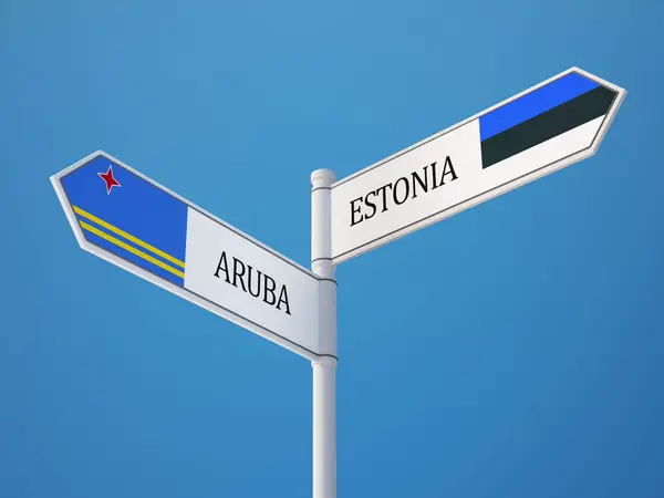 Estonia Aruba znak flagi koncepcja — Zdjęcie stockowe