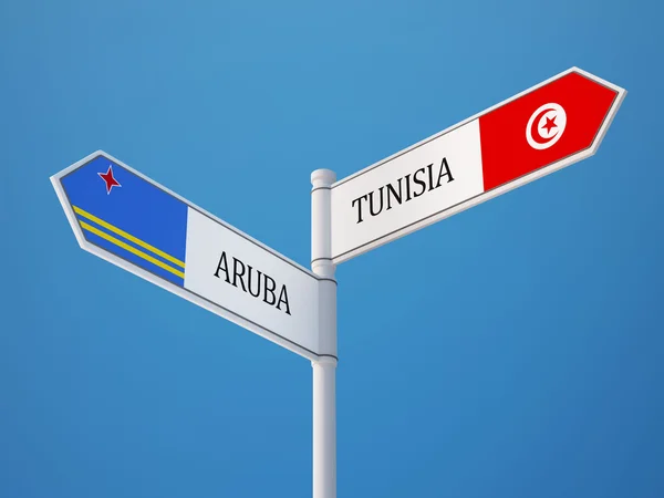 Tunisia Aruba segno bandiere concetto — Foto Stock