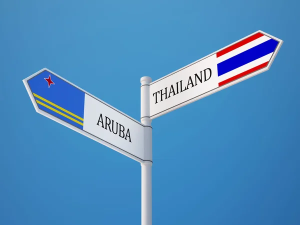 Thajsko Aruba znamení příznaky koncept — Stock fotografie