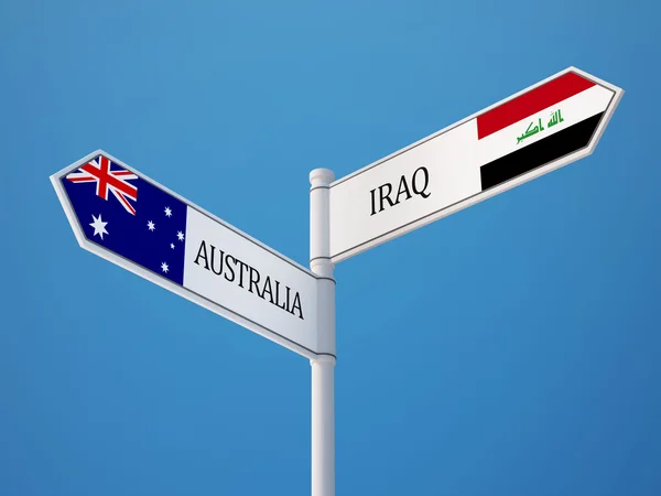Australie Irak Signer Drapeaux Concept — Photo