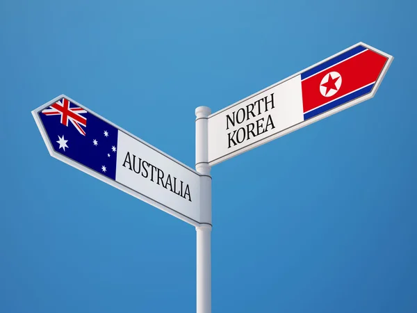 Austrália Coreia do Norte Signo Bandeiras Conceito — Fotografia de Stock