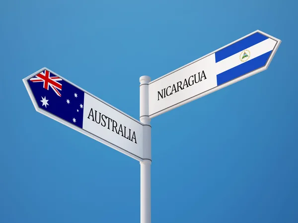 Australie Nicaragua Signer Drapeaux Concept — Photo