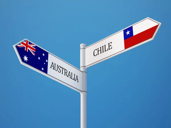 Australia Chile Firma Concepto de Banderas — Foto de Stock