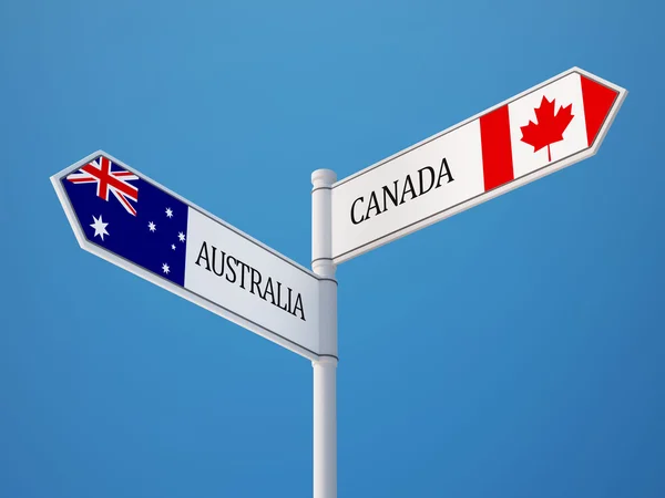 Austrálie Kanada znamení příznaky koncept — Stock fotografie