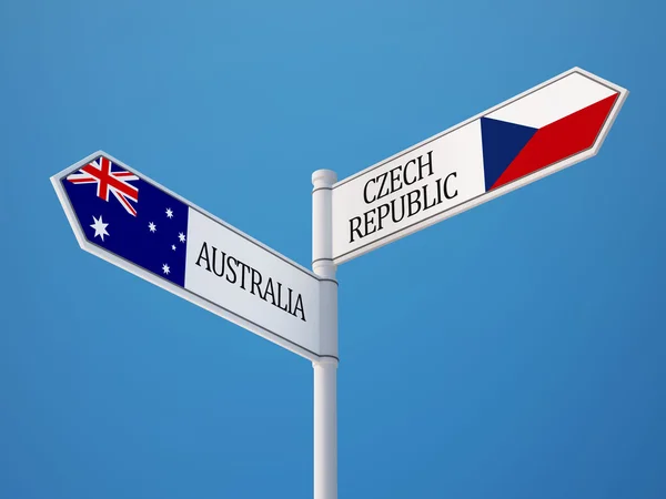 Australien Tschechische Republik unterzeichnen Flaggen Konzept — Stockfoto