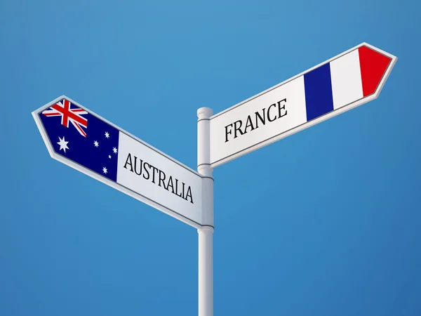 Australie France Signer Drapeaux Concept — Photo