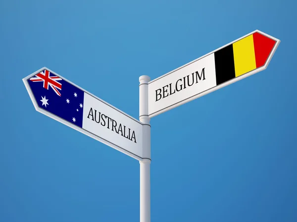 Belgique Australie Signalisation Drapeaux Concept — Photo