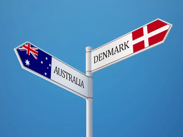 Dinamarca Australia Sign Flags Concept —  Fotos de Stock