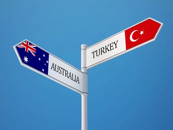 Turquia Austrália sinalizar bandeira conceito — Fotografia de Stock