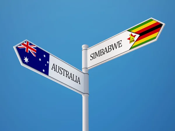 Zimbabwe Australia  Sign Flags Concept — Stock Photo, Image