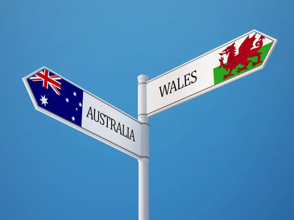 Pays de Galles Australie Signer Drapeaux Concept — Photo
