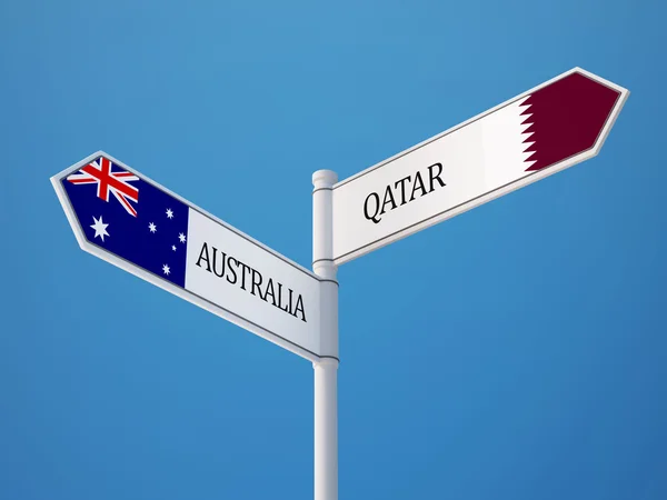 Qatar Australie Signer Drapeaux Concept — Photo