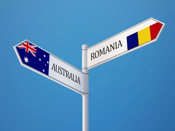 Romania Australia  Sign Flags Concept — Stock Photo, Image