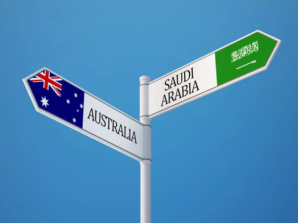 Arabie Saoudite Australie Signer Drapeaux Concept — Photo