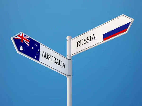 Russie Australie Signer Drapeaux Concept — Photo