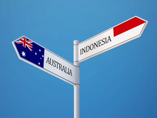 Indonésia Austrália assinar Bandeiras Conceito — Fotografia de Stock