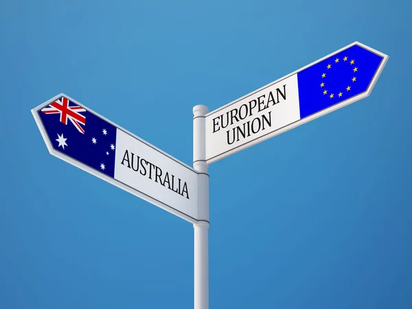 Европейский союз Австралия подписала Концепцию флагов — стоковое фото