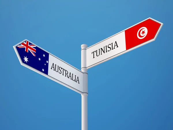 Tunísia Austrália sinalizar bandeira conceito — Fotografia de Stock