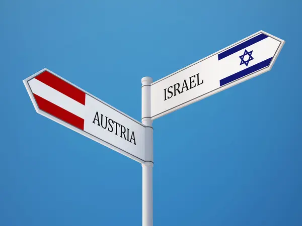 Αυστρία Ισραήλ σημάδι σημαίες έννοια — Φωτογραφία Αρχείου