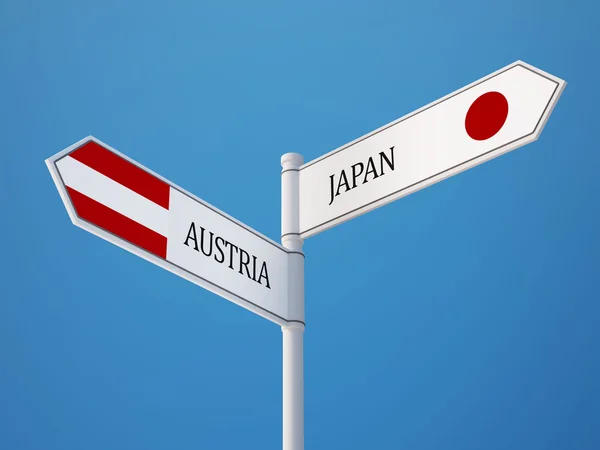 Österrike Japan undertecknar flaggor koncept — Stockfoto