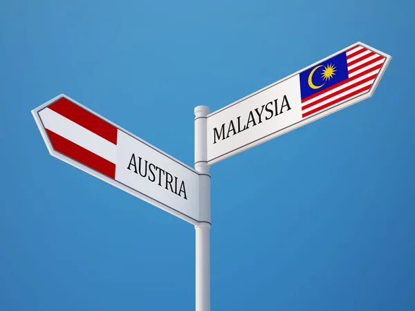 Avusturya Malezya işaret bayrakları kavramı — Stok fotoğraf