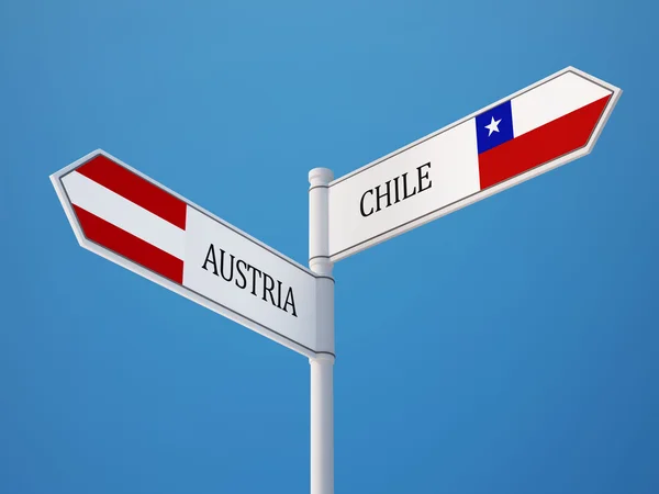 Áustria Chile Signo Bandeiras Conceito — Fotografia de Stock