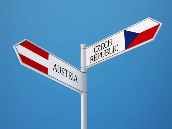 Oostenrijk Tsjechië teken vlaggen Concept — Stockfoto