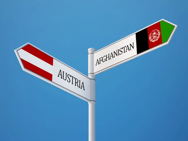 Österrike Afghanistan tecken flaggor koncept — Stockfoto