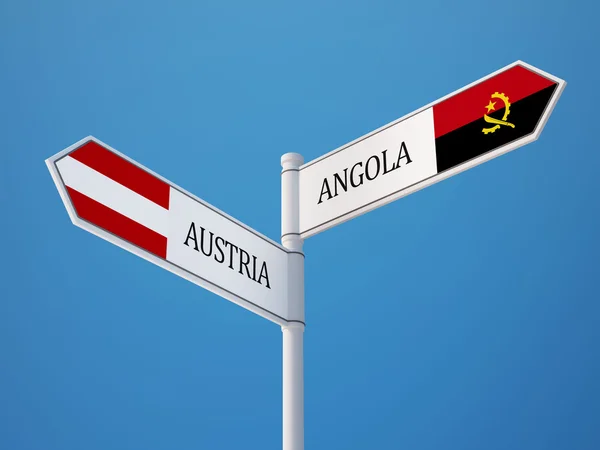 Österrike Angola tecken flaggor koncept — Stockfoto