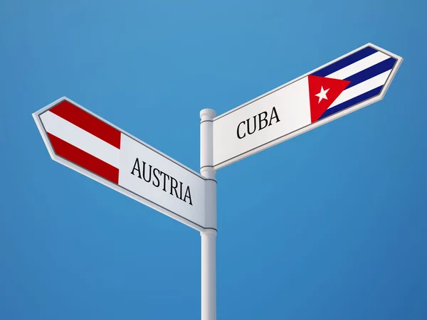 Cuba Oostenrijk teken vlaggen Concept — Stockfoto