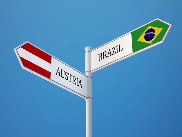 Brazil Austria  Sign Flags Concept — Stock Photo, Image