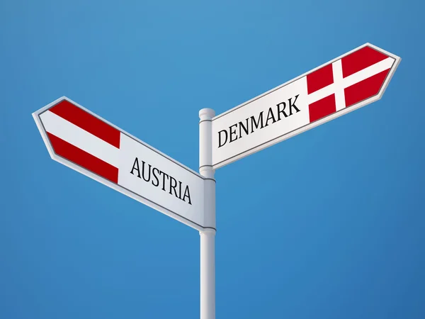 Danmark Österrike underteckna flaggor koncept — Stockfoto