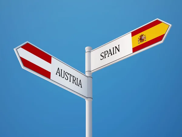 Spain Austria  Sign Flags Concept — Stock Photo, Image