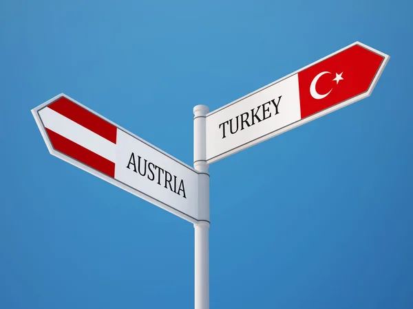 Turquía Austria Firma el concepto de banderas — Foto de Stock